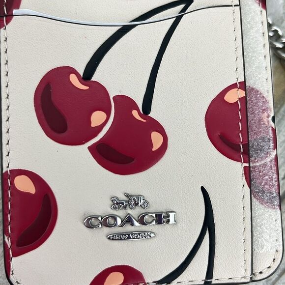 Coach Zip Card Case With Cherry Print Wallet Bag Purse - Picture 3 of 9